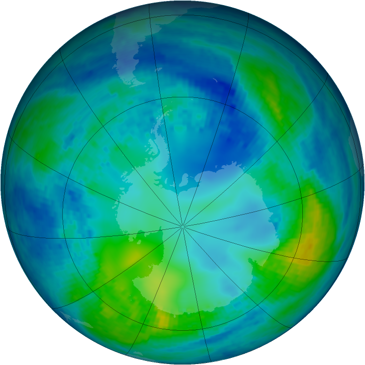 Antarctic ozone map for 05 May 2004
